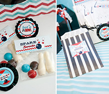 Retro Bowling Printable Spare Sweets Foldover Label and Bag Label - Instant Download